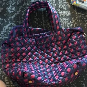 MZ Wallace like new Pink and Blue Quilted Tote Bag